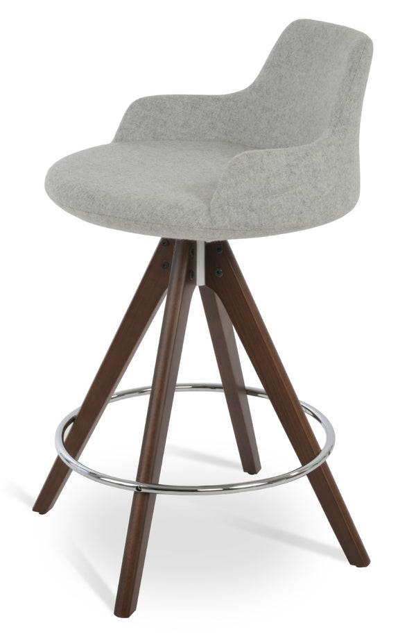 Soho Concept Dervish Pyramid Barstools & Counterstools - Premium Camira Wool, 10-year Guarantee, Stylish Design Walnut,Silver  Soho-concept-dining-chair-06695