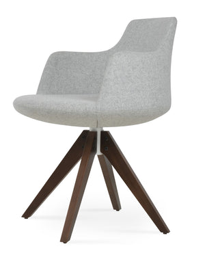 Soho Concept Dervish Pyramid Swivel Dining Armchair In Walnut & Silver - Stylish Comfort With 10-year Guarantee Walnut,Silver  Soho-concept-dining-chair-02421