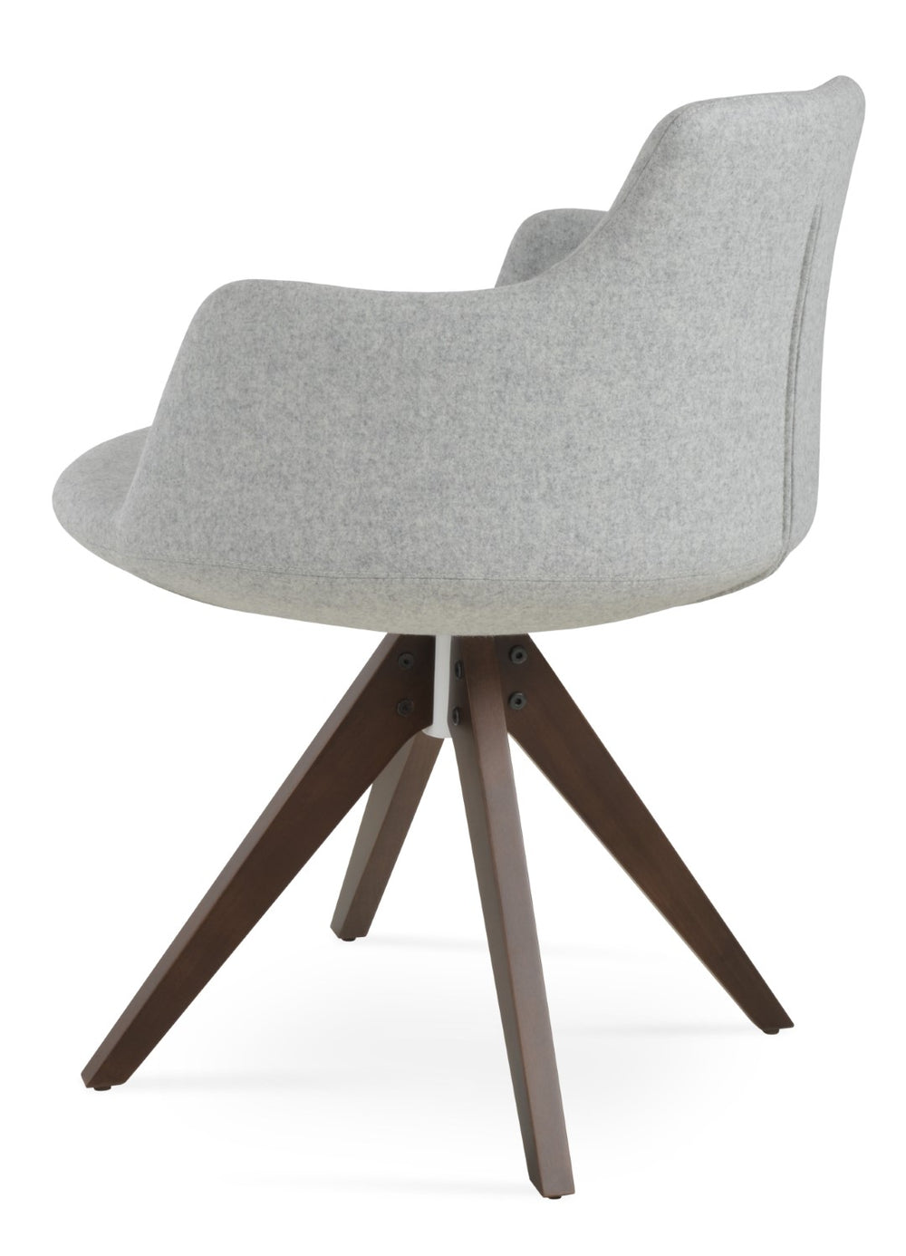 Soho Concept Dervish Pyramid Swivel Dining Armchair In Walnut & Silver - Stylish Comfort With 10-year Guarantee Walnut,Silver  Soho-concept-dining-chair-02421
