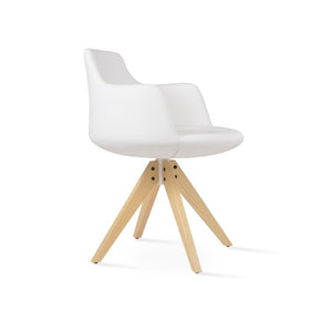 Soho Concept Dervish Pyramid Swivel Dining Armchair - Stylish Leatherette Chair In Soft Natural, Ash, Black Finish Ash,Natural,White  Soho-concept-dining-chair-02416