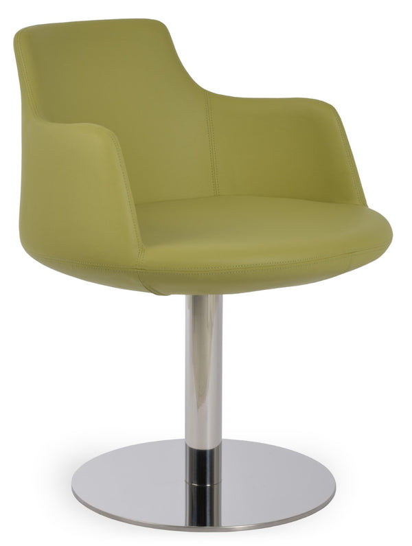 Soho Concept Dervish Round Swivel Armchair Dining Chair - Soft Blue Leatherette, 2-year Guarantee, Stylish Comfort Chrome,Green  Soho-concept-dining-chair-02429