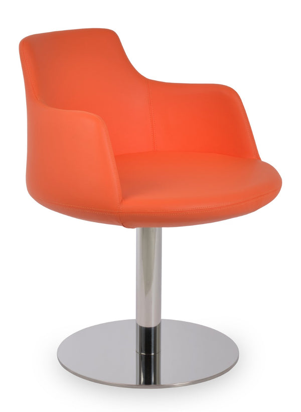 Soho Concept Dervish Round Swivel Armchair Dining Chair - Soft Blue Leatherette, 2-year Guarantee, Stylish Comfort Chrome,Orange  Soho-concept-dining-chair-02426