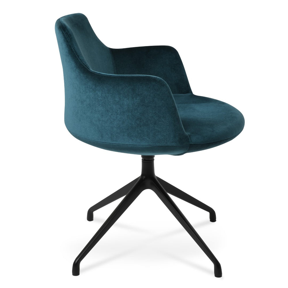 Soho Concept Dervish Spider Swivel Armchair - Luxurious Velvet & Nubuck Dining Chair With 10-year Guarantee, Black/Green Black,Green  Soho-concept-dining-chair-02466