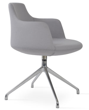 Soho Concept Dervish Stylish Spider Swivel Armchair Dining Chair – Premium Boucle, Velvet & Nubuck Fabrics, Grey Light Grey  Soho-concept-dining-chair-02442