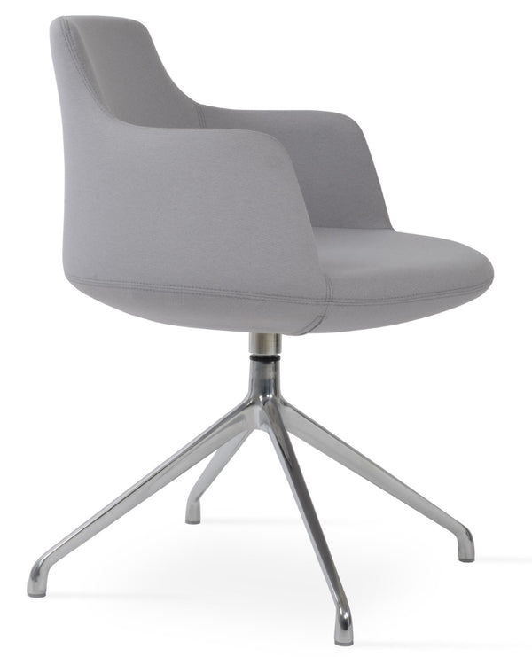 Soho Concept Dervish Stylish Spider Swivel Armchair Dining Chair – Premium Boucle, Velvet & Nubuck Fabrics, Grey Light Grey  Soho-concept-dining-chair-02442