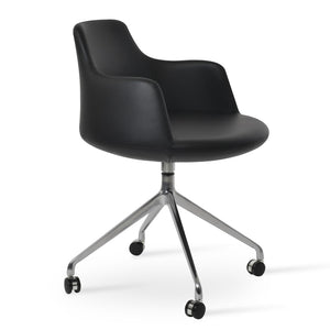 Soho Concept Dervish Stylish Spider Swivel Armchair Dining Chair With 2-year Guarantee - Soft Leatherette Comfort Chrome,Black  Soho-concept-dining-chair-02443