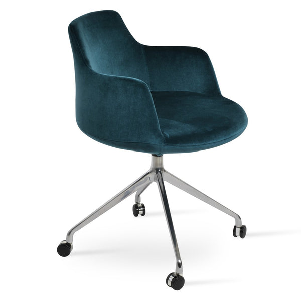 Soho Concept Dervish Stylish Spider Swivel Armchair Dining Chair – Premium Boucle, Velvet & Nubuck Fabrics, Grey Chrome,Green  Soho-concept-dining-chair-02444