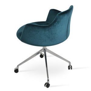 Soho Concept Dervish Stylish Spider Swivel Armchair Dining Chair – Premium Boucle, Velvet & Nubuck Fabrics, Grey Chrome,Green  Soho-concept-dining-chair-02444