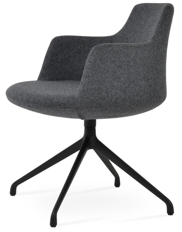 Soho Concept Dervish Spider Swivel Armchair - Luxurious Wool Fabric, 10-year Guarantee, Modern Silver & Black Design Black,Dark Grey  Soho-concept-dining-chair-02448