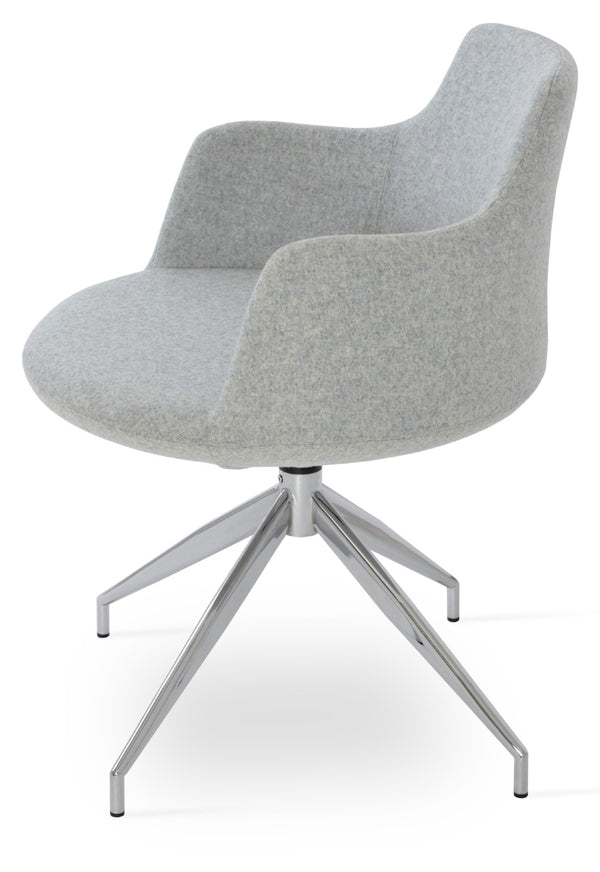 Soho Concept Dervish Spider Swivel Armchair - Luxurious Wool Fabric, 10-year Guarantee, Modern Silver & Black Design Chrome,Silver  Soho-concept-dining-chair-02456