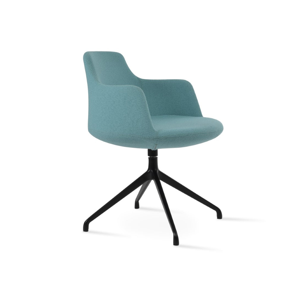 Soho Concept Dervish Spider Swivel Armchair - Luxurious Green Boucle Fabric, Genuine Leather, 10-year Guarantee Black,Green  Soho-concept-dining-chair-02459