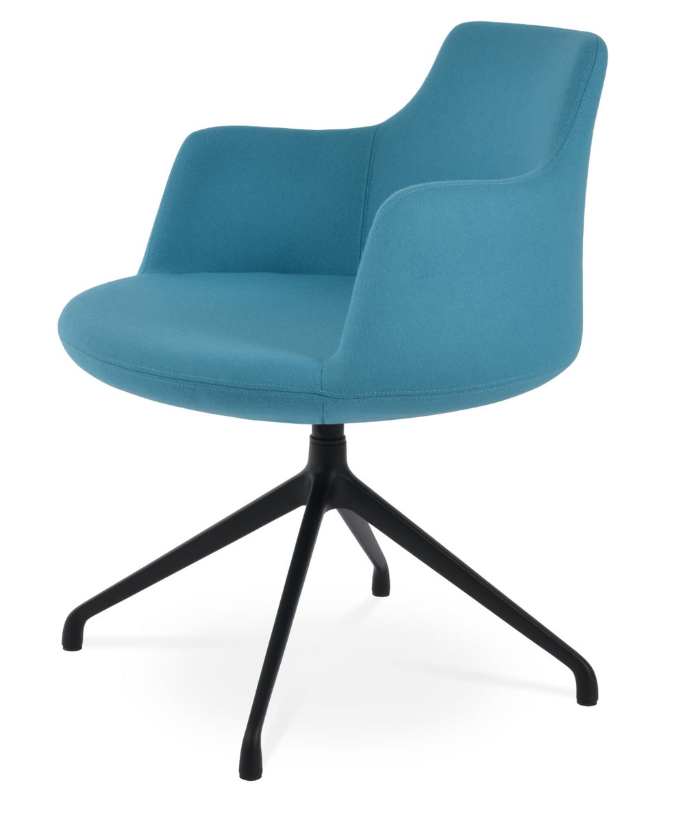 Soho Concept Dervish Spider Swivel Armchair - Luxurious Wool Fabric, 10-year Guarantee, Modern Silver & Black Design Silver  Soho-concept-dining-chair-02317