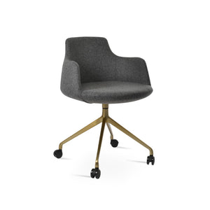 Soho Concept Dervish Spider Swivel Armchair - Luxurious Wool Fabric, 10-year Guarantee, Modern Silver & Black Design Brass,Dark Grey  Soho-concept-dining-chair-02438