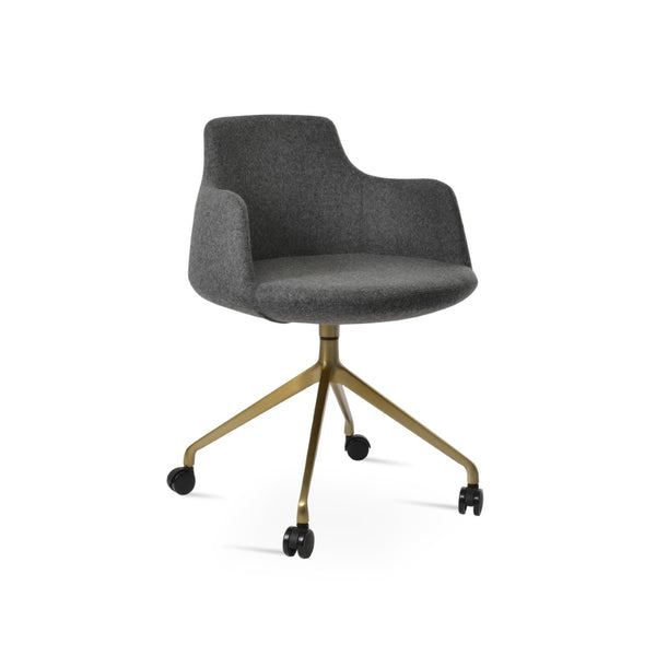 Soho Concept Dervish Spider Swivel Armchair - Luxurious Wool Fabric, 10-year Guarantee, Modern Silver & Black Design Brass,Dark Grey  Soho-concept-dining-chair-02438