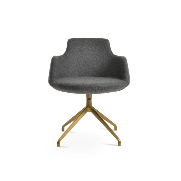 Soho Concept Dervish Spider Swivel Armchair - Luxurious Wool Fabric, 10-year Guarantee, Modern Silver & Black Design Brass,Dark Grey  Soho-concept-dining-chair-02437