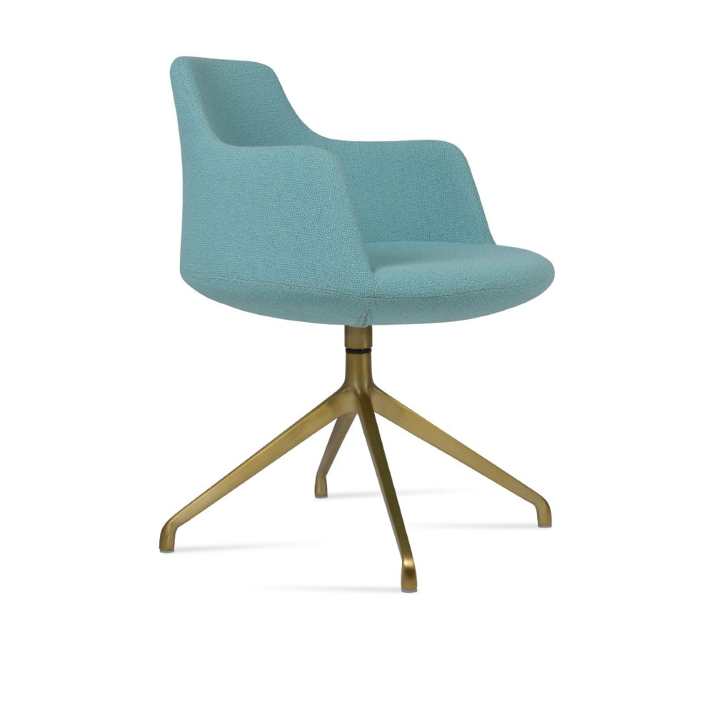 Soho Concept Dervish Spider Swivel Armchair - Luxurious Green Boucle Fabric, Genuine Leather, 10-year Guarantee Black,Green  Soho-concept-dining-chair-02459