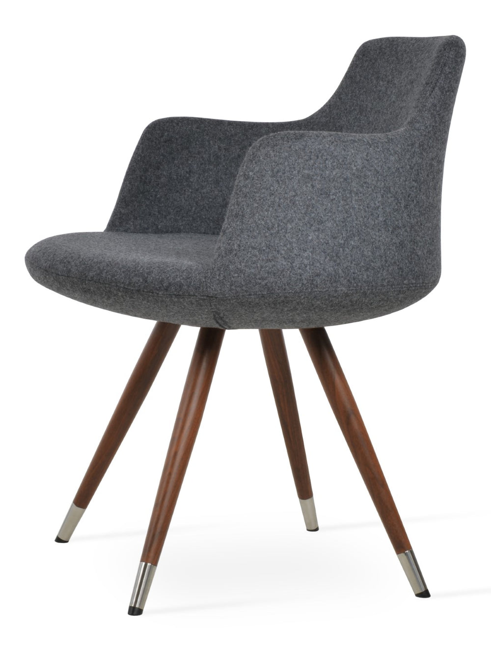 Soho Concept Dervish Star Armchair - Elegant Dark Grey Camira Wool Upholstery With Stylish Walnut Base Walnut,Dark Grey  Soho-concept-dining-chair-02489
