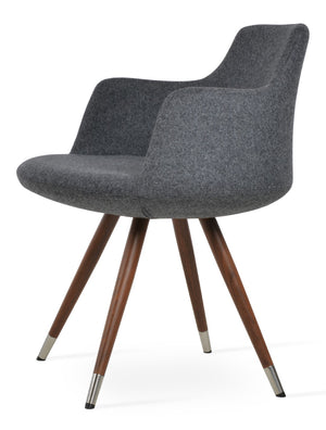 Soho Concept Dervish Star Armchair - Elegant Dark Grey Camira Wool Upholstery With Stylish Walnut Base Walnut,Dark Grey  Soho-concept-dining-chair-02489