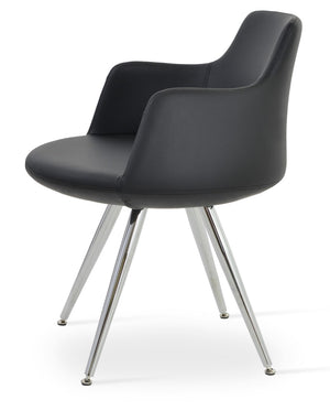 Soho Concept Dervish Star Armchair - Stylish Leatherette Dining Chair In Soft Orange, Black, Gold & Brass Finishes Chrome,Black  Soho-concept-dining-chair-02472