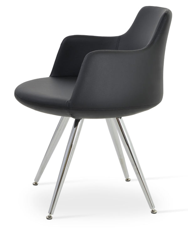 Soho Concept Dervish Star Armchair - Stylish Leatherette Dining Chair In Soft Orange, Black, Gold & Brass Finishes Chrome,Black  Soho-concept-dining-chair-02472