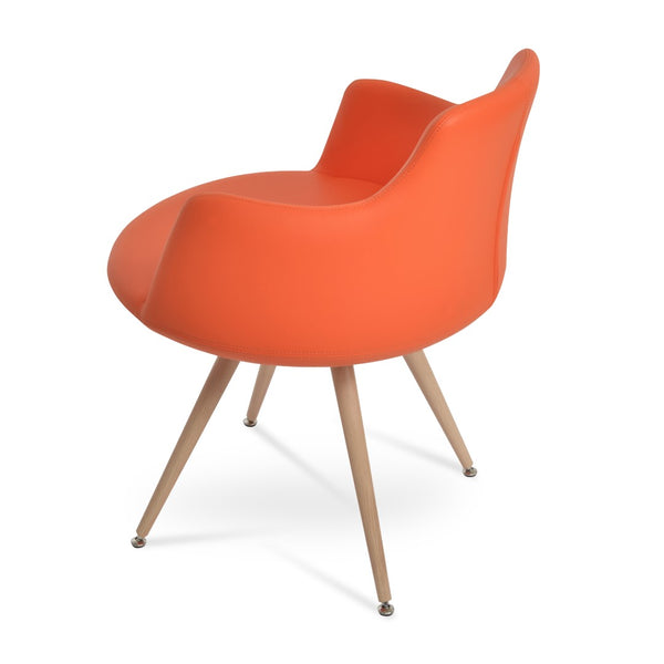 Soho Concept Dervish Star Armchair - Stylish Leatherette Dining Chair In Soft Orange, Black, Gold & Brass Finishes Natural,Orange  Soho-concept-dining-chair-02478
