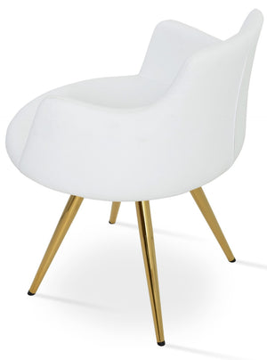 Soho Concept Dervish Star Armchair - Stylish Leatherette Dining Chair In Soft Orange, Black, Gold & Brass Finishes Gold,White  Soho-concept-dining-chair-02480