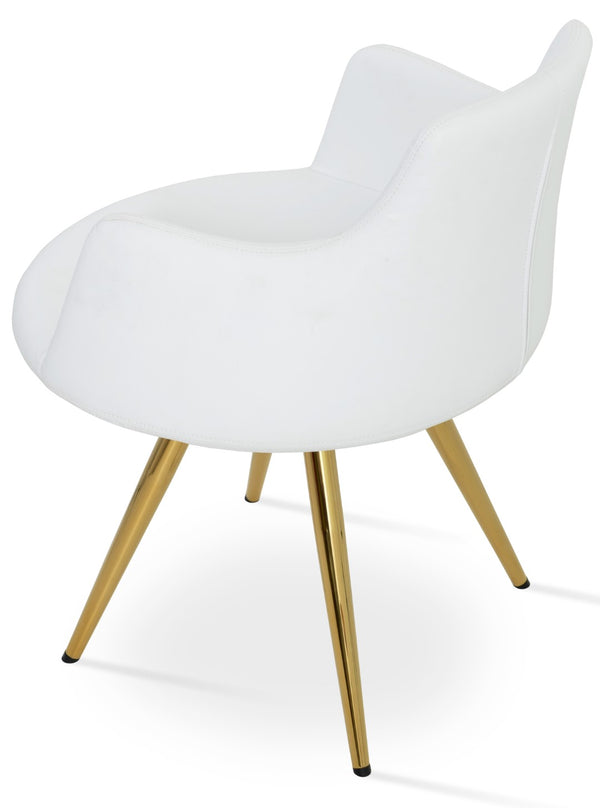 Soho Concept Dervish Star Armchair - Stylish Leatherette Dining Chair In Soft Orange, Black, Gold & Brass Finishes Gold,White  Soho-concept-dining-chair-02480