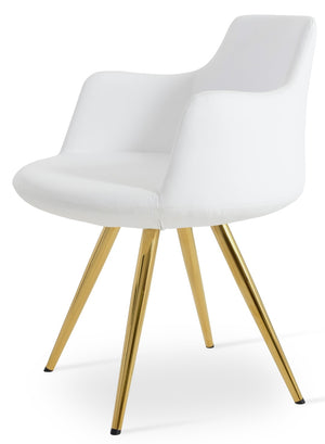Soho Concept Dervish Star Armchair - Stylish Leatherette Dining Chair In Soft Orange, Black, Gold & Brass Finishes Gold,White  Soho-concept-dining-chair-02481