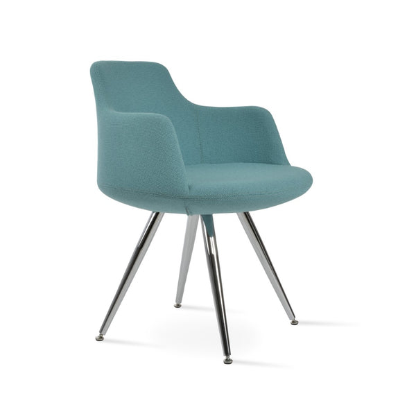 Soho Concept Dervish Star Armchair Dining Chair – Elegant Camira Yoredale Boucle, 10-year Guarantee, Leather Options Chrome,Green  Soho-concept-dining-chair-02476
