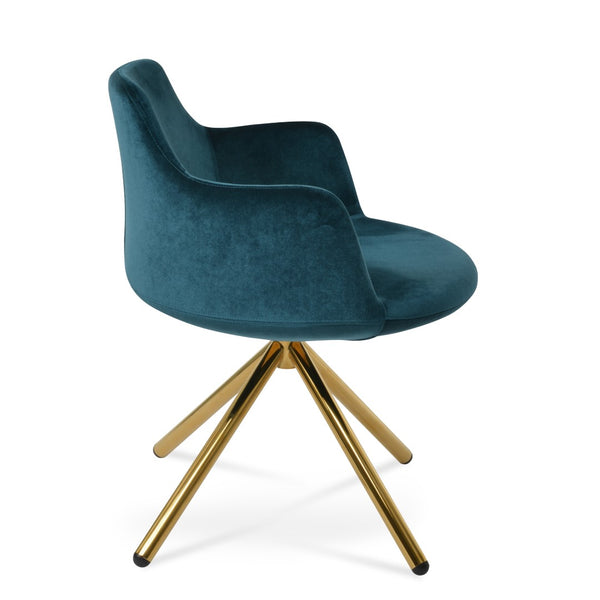 Soho Concept Dervish Stick Swivel Armchair - Stylish Comfort In Premium Camira Fabrics, 10-year Guarantee & Versatile Design Gold,Green Steel Tube Soho-concept-dining-chair-02502