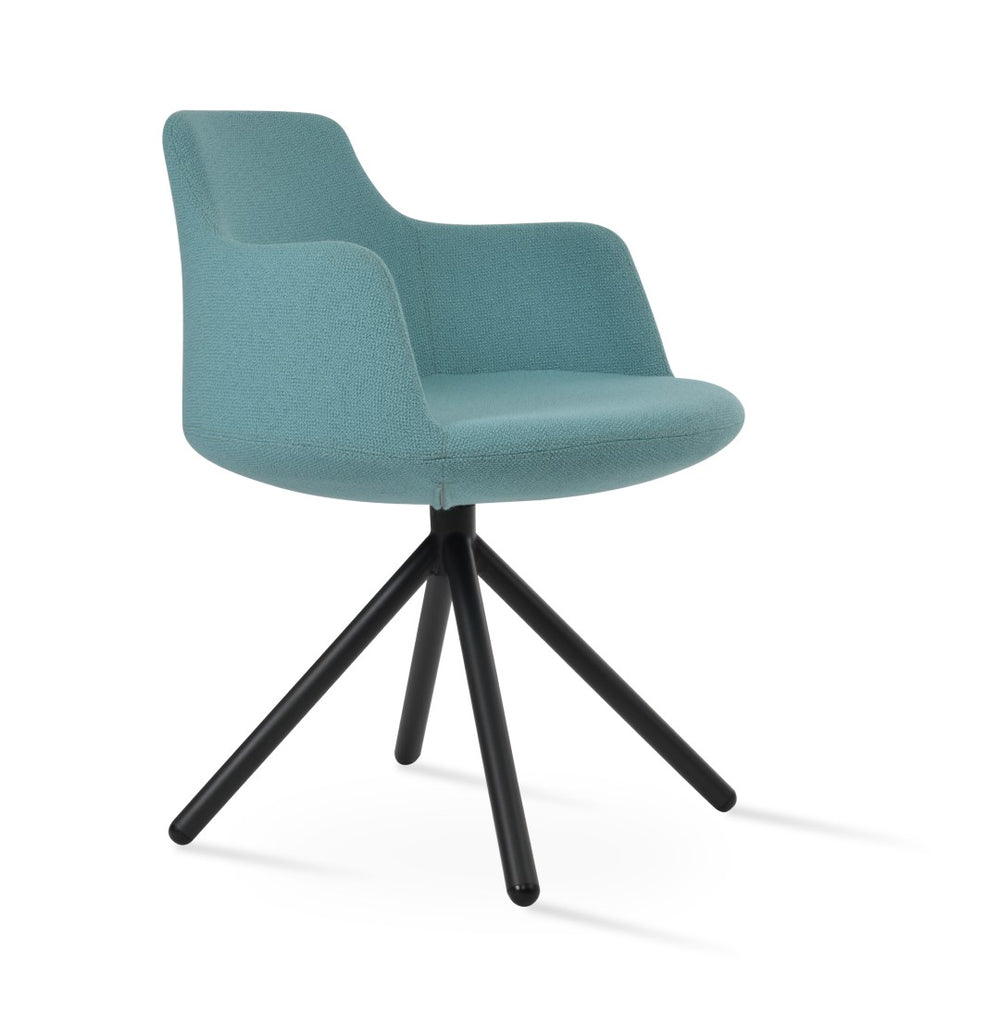 Soho Concept Dervish Stick Swivel Armchair – Stylish Comfort In Camira Yoredale Fabric & Genuine Leather Options Black,Green Steel Tube Soho-concept-dining-chair-02501