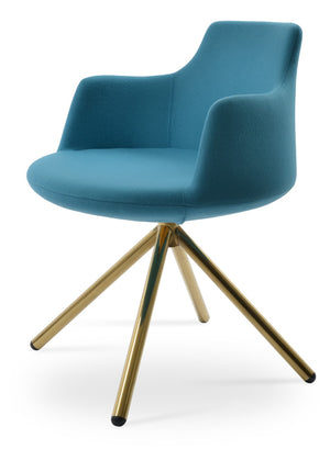 Soho Concept Dervish Stick Swivel Armchair - Luxurious Camira Blazer Wool, Durable Steel Base, 10-year Guarantee Gold,Turquoise Steel Tube Soho-concept-dining-chair-02507