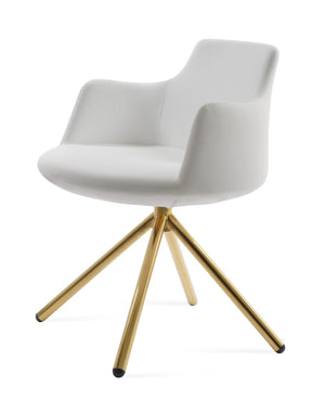 Soho Concept Dervish Stick Swivel Armchair - Stylish Leatherette Dining Chair With 2-year Guarantee In Light Grey Gold,White Steel Tube Soho-concept-dining-chair-02504