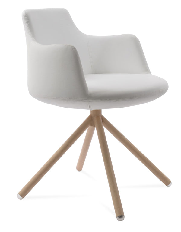 Soho Concept Dervish Stick Swivel Armchair - Stylish Leatherette Dining Chair With 2-year Guarantee In Light Grey Natural,White Steel Tube Soho-concept-dining-chair-02510