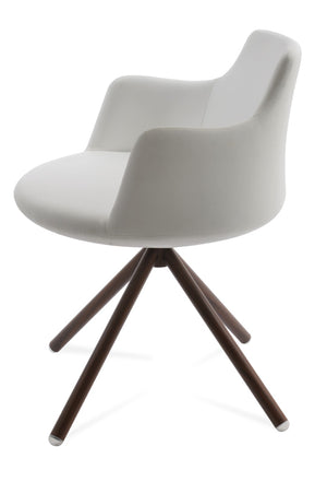Soho Concept Dervish Stick Swivel Armchair - Stylish Leatherette Dining Chair With 2-year Guarantee In Light Grey Walnut,White Steel Tube Soho-concept-dining-chair-02517