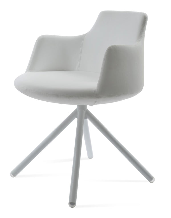 Soho Concept Dervish Stick Swivel Armchair - Stylish Leatherette Dining Chair With 2-year Guarantee In Light Grey White Steel Tube Soho-concept-dining-chair-02520