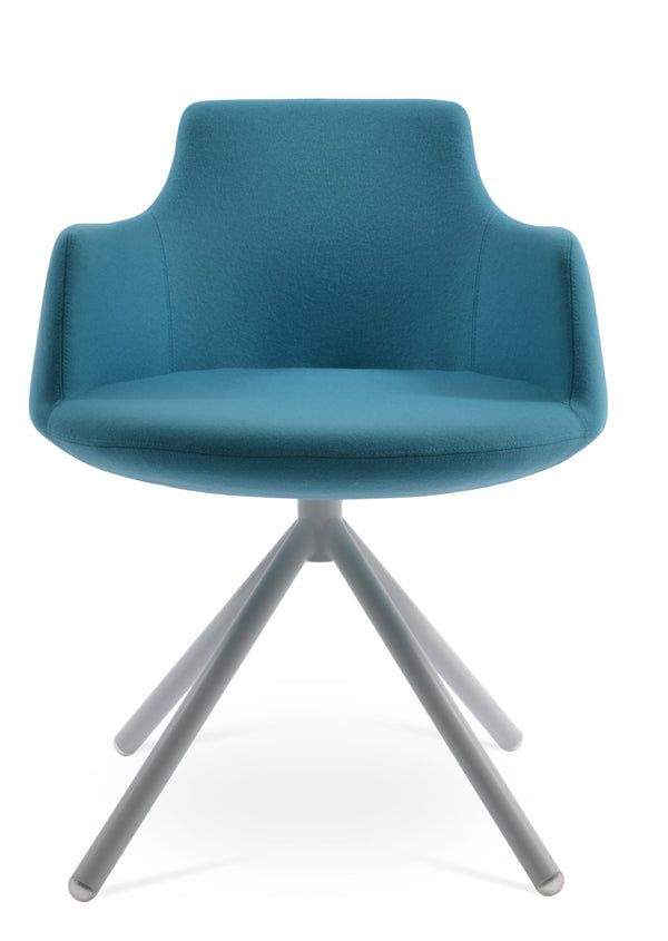 Soho Concept Dervish Stick Swivel Armchair - Luxurious Camira Blazer Wool, Durable Steel Base, 10-year Guarantee White,Turquoise Steel Tube Soho-concept-dining-chair-02521