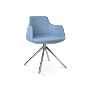 Soho Concept Dervish Stick Swivel Armchair - Stylish Leatherette Dining Chair With 2-year Guarantee In Light Grey Chrome,Blue Steel Tube Soho-concept-dining-chair-02495