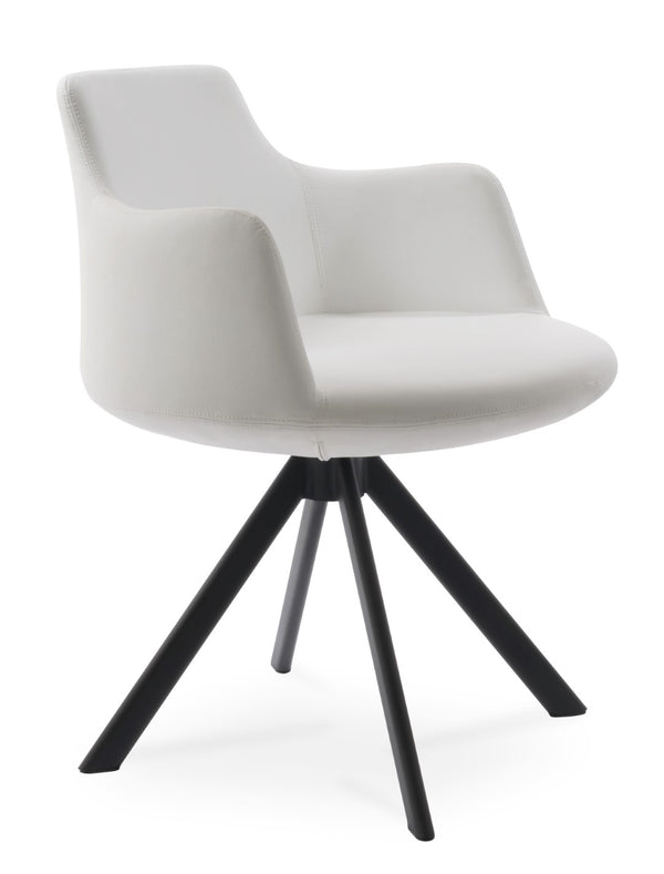 Soho Concept Dervish Sword Dining Armchair - Elegant Leatherette Chair With Memory Swivel & 2-year Guarantee Black,White  Soho-concept-dining-chair-02533
