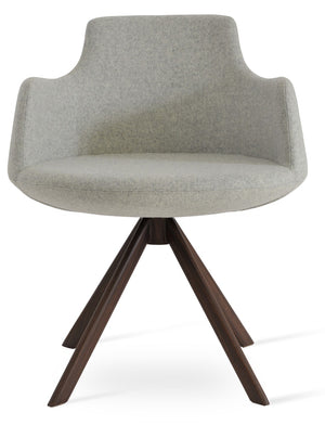 Soho Concept Dervish Sword Dining Armchair - Stylish Wool Upholstered Chair With 10-year Guarantee & Swivel Base Walnut,Silver  Soho-concept-dining-chair-02535