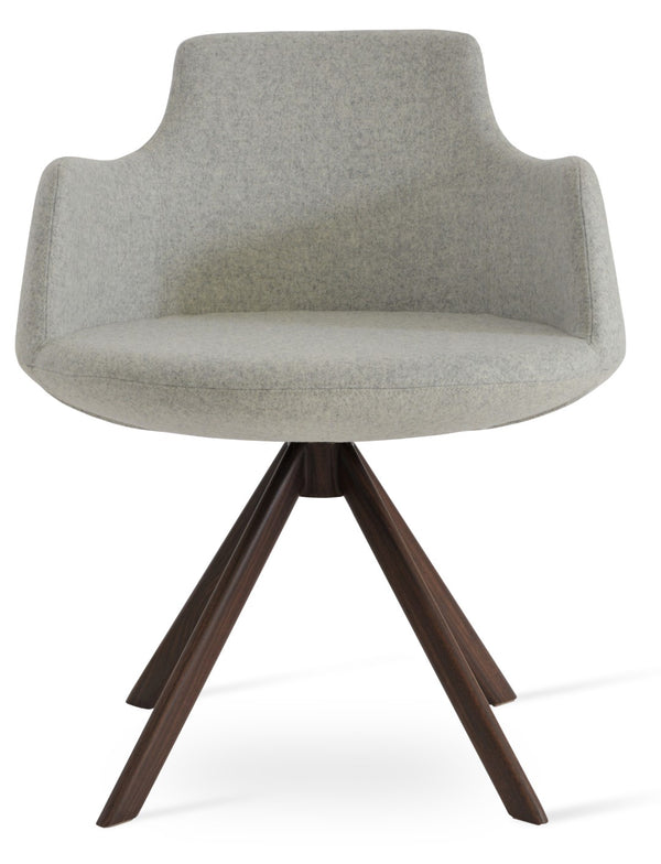 Soho Concept Dervish Sword Dining Armchair - Stylish Wool Upholstered Chair With 10-year Guarantee & Swivel Base Walnut,Silver  Soho-concept-dining-chair-02535