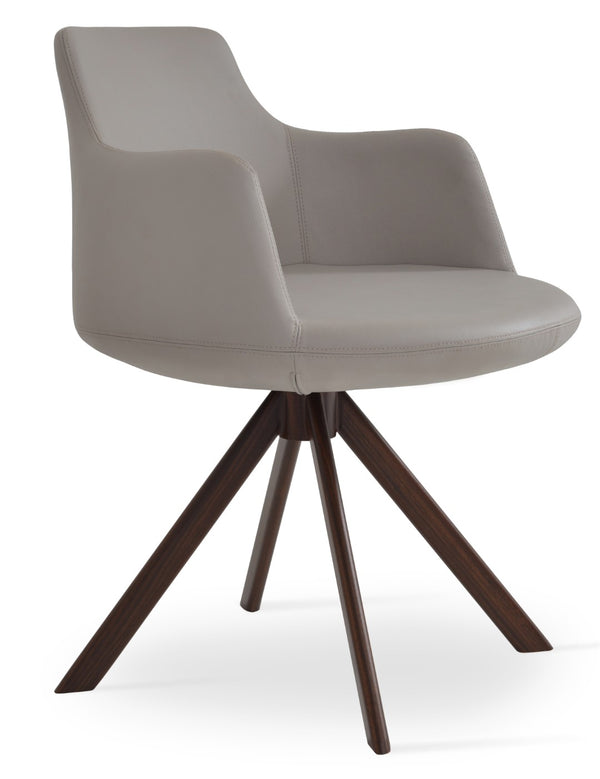 Soho Concept Dervish Sword Dining Armchair - Elegant Leatherette Chair With Memory Swivel & 2-year Guarantee Walnut  Soho-concept-dining-chair-02538