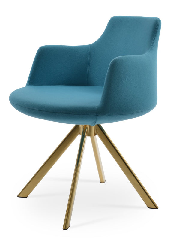 Soho Concept Dervish Sword Dining Armchair - Stylish Wool Upholstered Chair With 10-year Guarantee & Swivel Base Gold,Turquoise  Soho-concept-dining-chair-02528