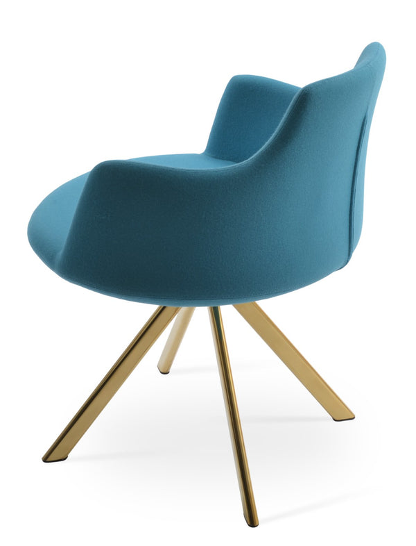 Soho Concept Dervish Sword Dining Armchair - Stylish Wool Upholstered Chair With 10-year Guarantee & Swivel Base Gold,Turquoise  Soho-concept-dining-chair-02528