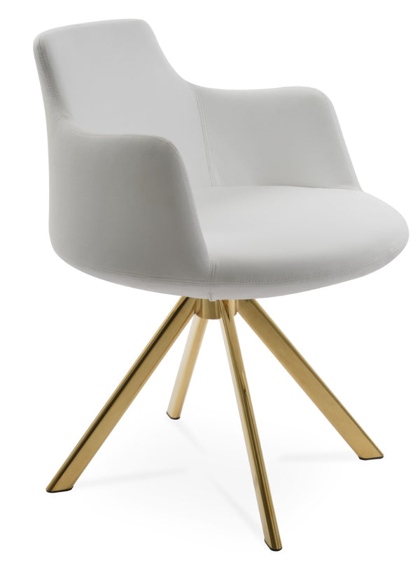 Soho Concept Dervish Sword Dining Armchair - Elegant Leatherette Chair With Memory Swivel & 2-year Guarantee Gold,White  Soho-concept-dining-chair-02527