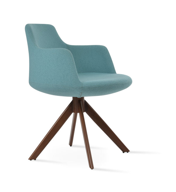 Soho Concept Dervish Sword Dining Armchair In Camira Yoredale Boucle – Elegant Design & 10-year Guarantee! Walnut,Green  Soho-concept-dining-chair-02525