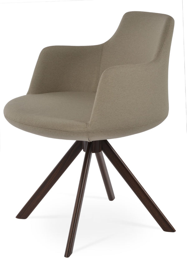 Soho Concept Dervish Sword Dining Armchair - Luxurious Camira Fabrics, Swivel Base, 10-year Guarantee, Turquoise & Black Walnut,Beige  Soho-concept-dining-chair-02532