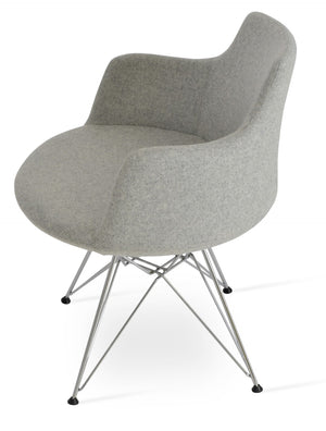 Soho Concept Dervish Tower Armchair - Stylish Dining Chair In Camira Era Fabric With 10-year Guarantee & Chrome Finish Chrome,Silver  Soho-concept-dining-chair-02543