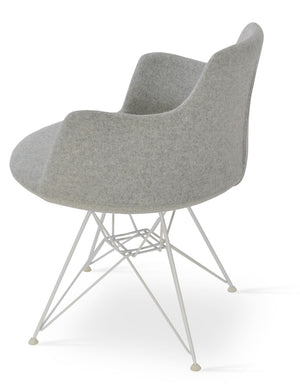Soho Concept Dervish Tower Armchair - Stylish Wool Fabric Chair With Chrome Base, 10-year Guarantee, Comfortable Design White,Silver  Soho-concept-dining-chair-02546