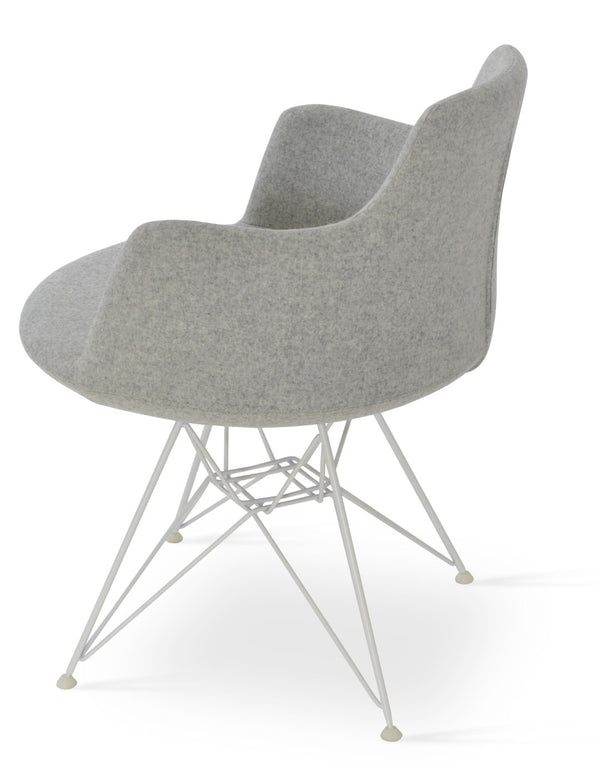 Soho Concept Dervish Tower Armchair - Stylish Wool Fabric Chair With Chrome Base, 10-year Guarantee, Comfortable Design White,Silver  Soho-concept-dining-chair-02546
